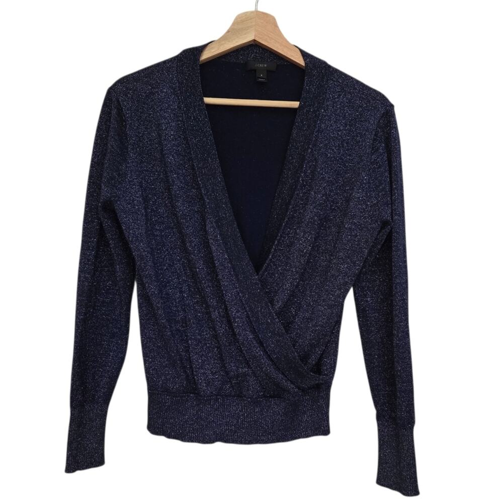 J. Crew | Merino Wool Faux Wrap Sparkle Long Sleeve Sweater